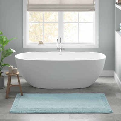 Blue 3000 Gsm 24X44" 100% Cotton Reversible Bath Rug - Construction, Non Slip Suggested, Long Lasting Use