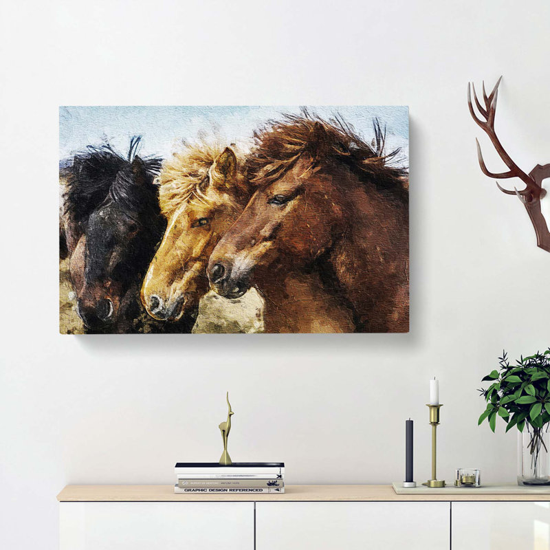 A Trio of Horses - Wrapped Canvas, 35cm H x 50cm W x 3cm D