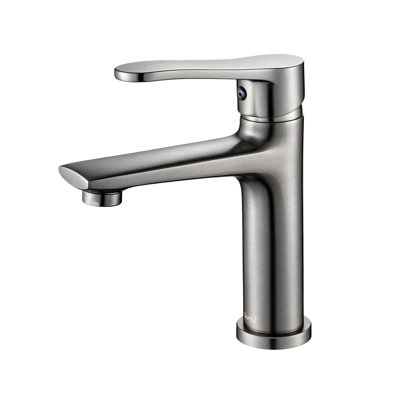 Robinet de lavabo de salle de bain noir à poignée simple 0ontZ Gunmetal, robinet de meuble-lavabo moderne en laiton massif, robinet de mélangeur d'eau chaude et froide avec débit d'eau douce sans éclaboussures pour comptoir de salle de bain