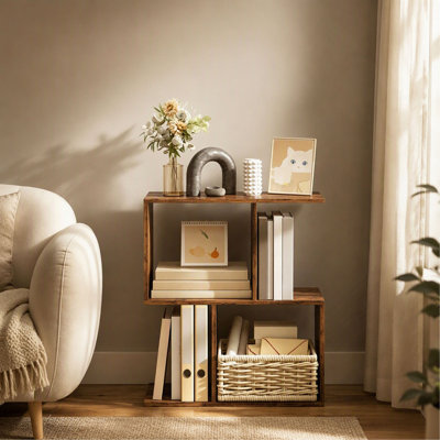 Table d'appoint - en forme de S - 3 niveaux - étroite - avec tablettes de rangement - moderne