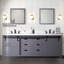 84 po L x P 22 po. Meuble-lavabo double gris foncé avec comptoir en marbre, robinet inclus et 34 miroirs H 32