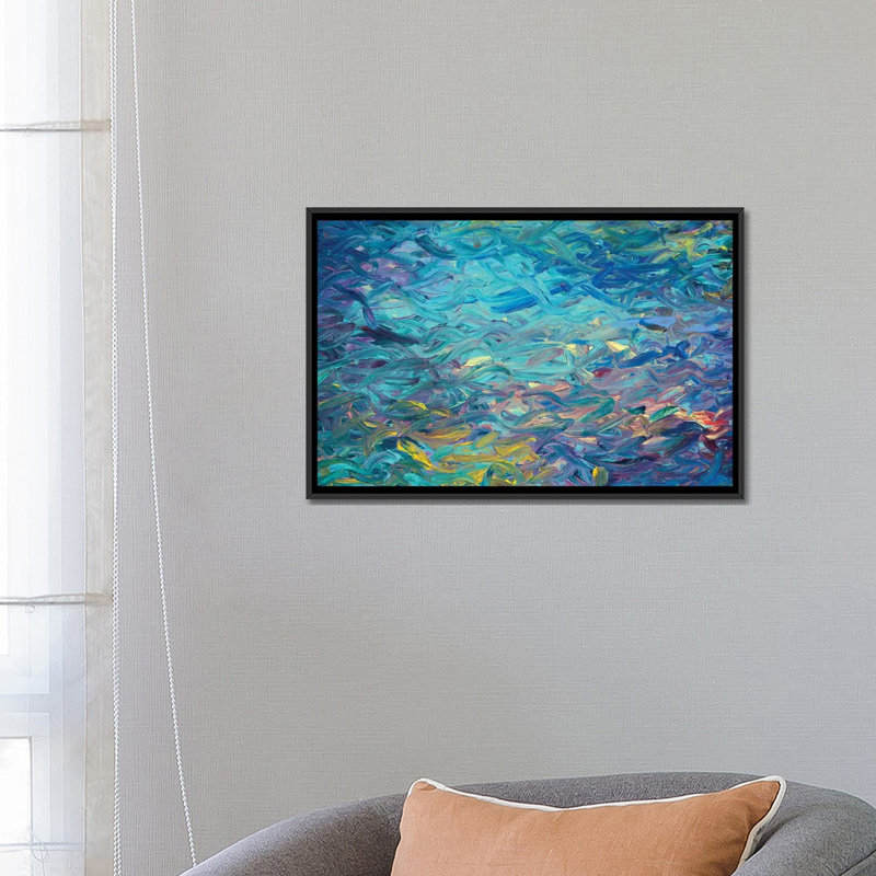 « bm 003 » par iris scott abstracts, impression sur toile, H 18 po x l 26 po x P 1,5 po, Toile encadrée noire, Pas de tapis