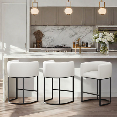 Upholstered Counter Stool With Metal Frame