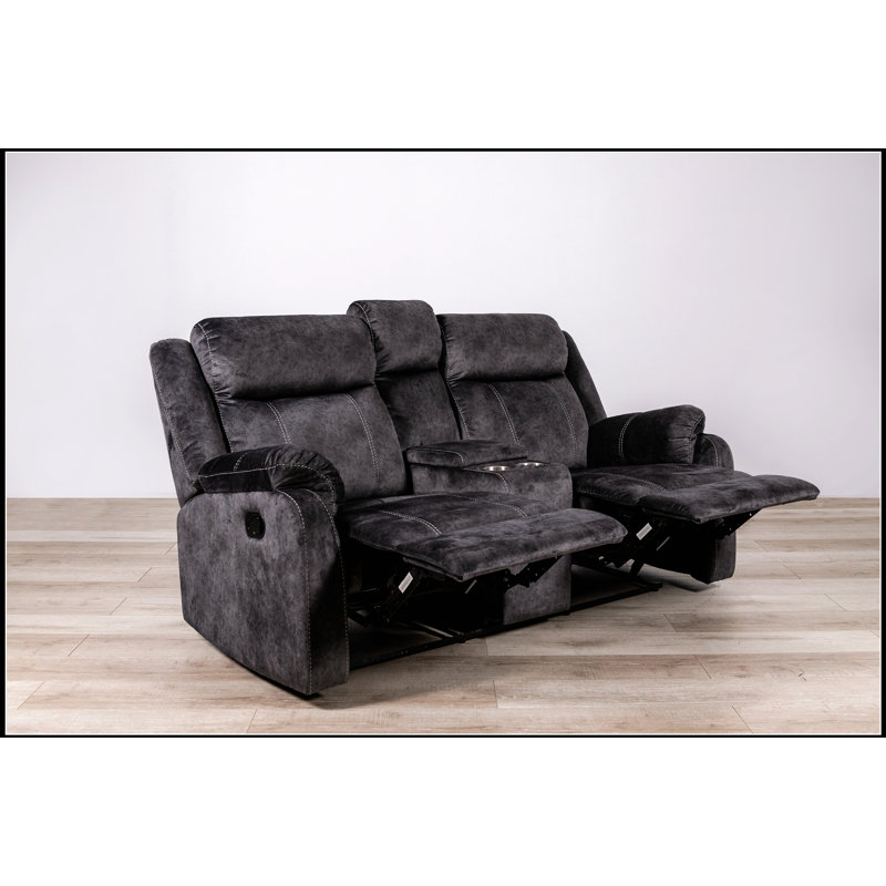Console Recliner Loveseat - Manual Recline, Storage Drawer & Removable Cup Holders For Ultimate Comfort And Convenience, Gray
