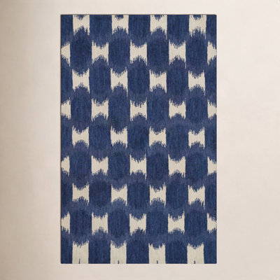 Chiara Navy Beige Hand-Tufted Wool Rug