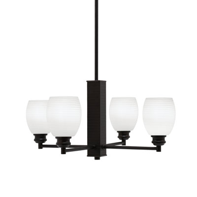 Lustre à 4 lumières Edge avec verre de lin blanc 5 po