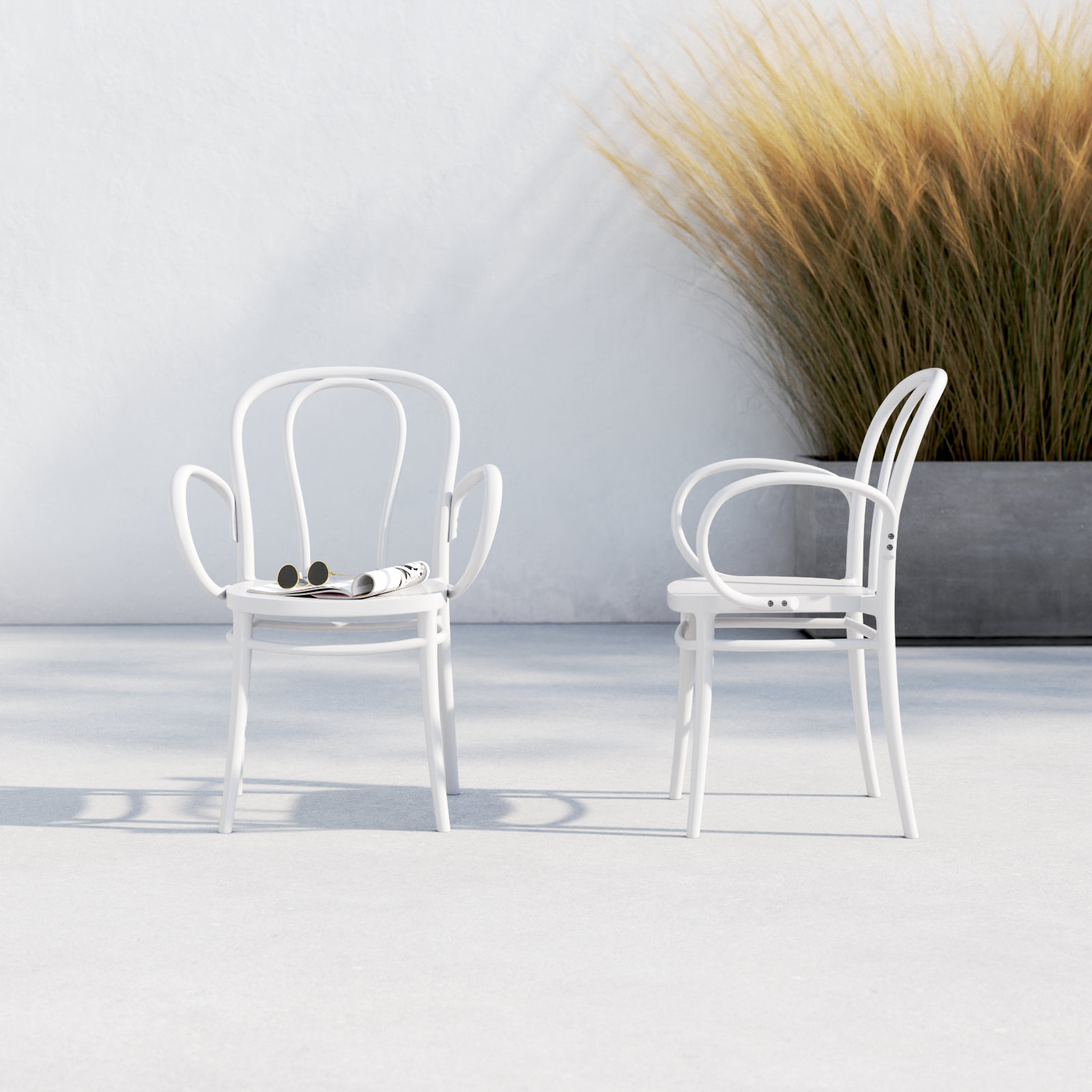 Farrah Stacking Patio Dining Armchair, White