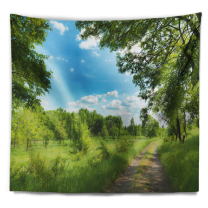 Tapisserie de forêt et de ciel en polyester avec accessoires suspendus inclus, H 32 po x l 39 po