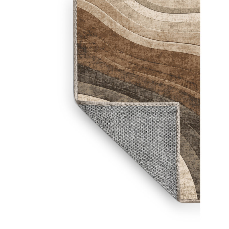 Tapis brun rustique lavable à la machine Parez Bali, 8 x 12