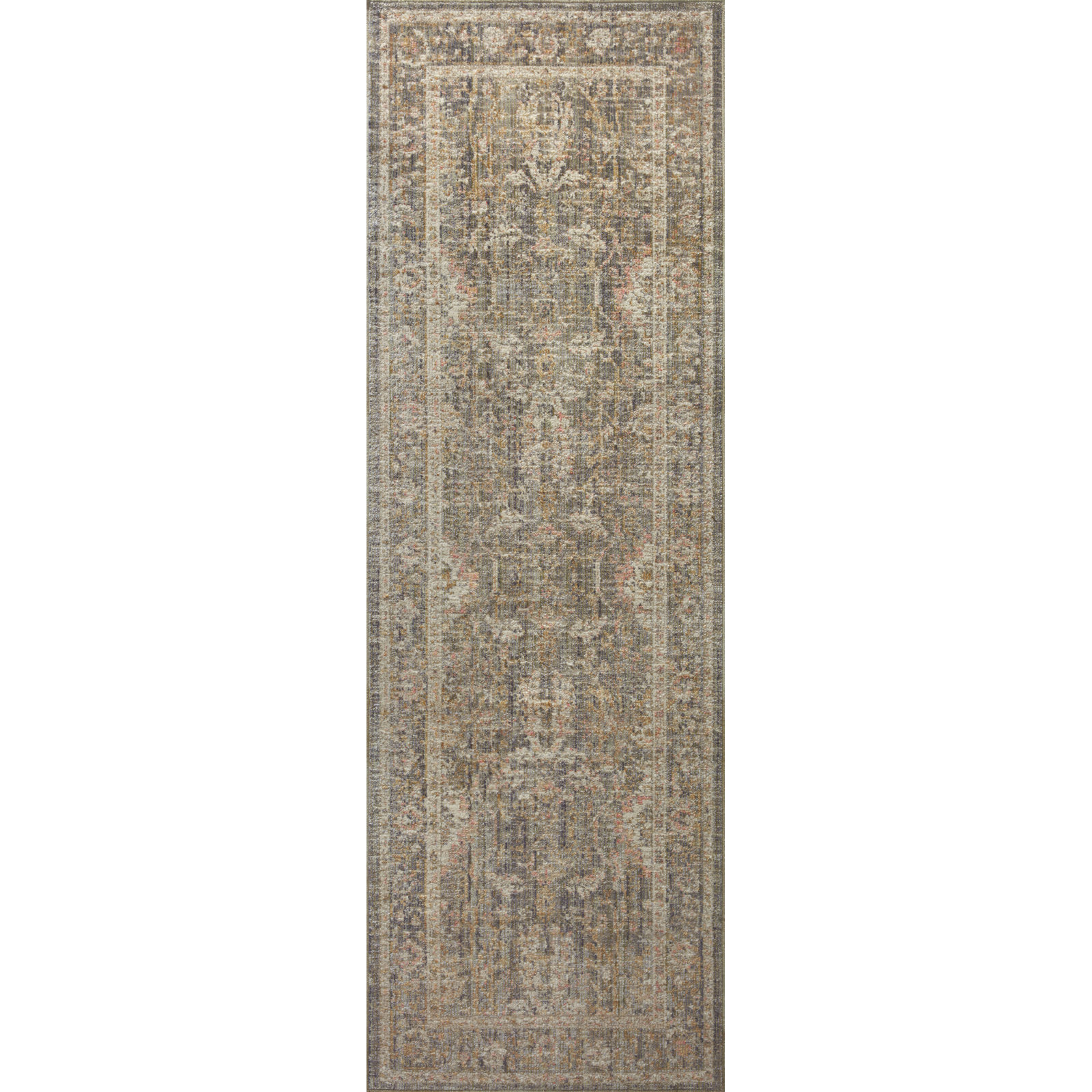 Chris Loves Julia x Loloi Rosemarie Oriental Sage Blush Area Rug, Runner 2'7" x 12'