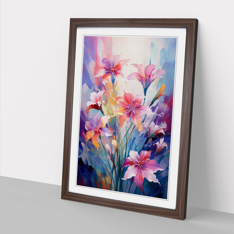 Wildflowers Futurism - Framed Print, 46cm H x 34cm W x 2cm D, Walnut 