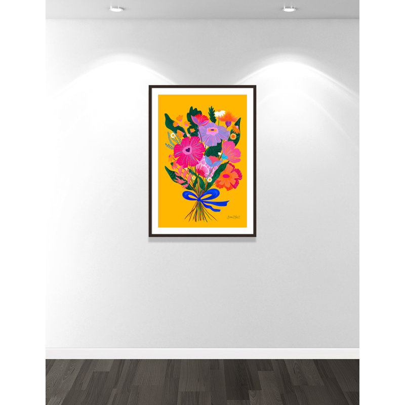 Imprimé éclectique de fleurs par Bloom, L 29,5 po x H 41,5 po, Imprimé mat, Noyer à grain ouvert