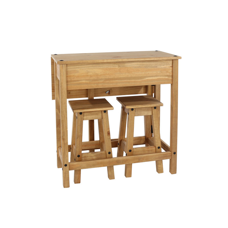 Bennett 2 - Person Drop Leaf Pine Solid Wood Dining Set