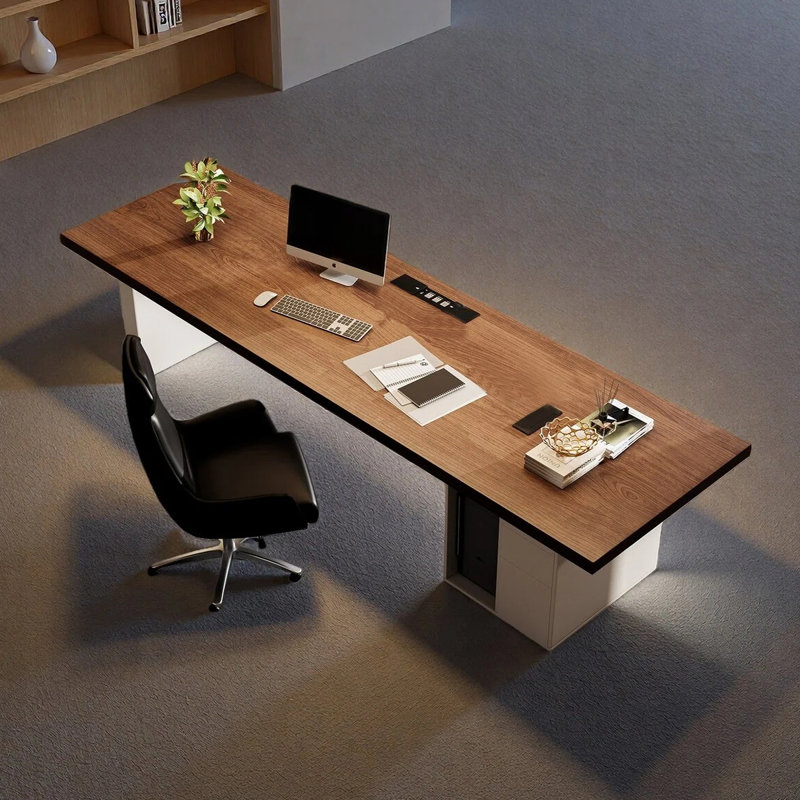 Modern minimalist office desk, 29.53" H x 78.74" W x 31.5" D