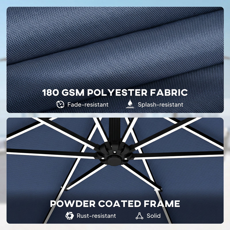 300cm Cantilever Parasol, Navy Blue