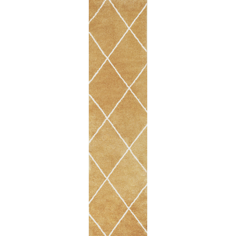 Tapis or / blanc Cole, Tapis de couloir 2 pi x 8 pi