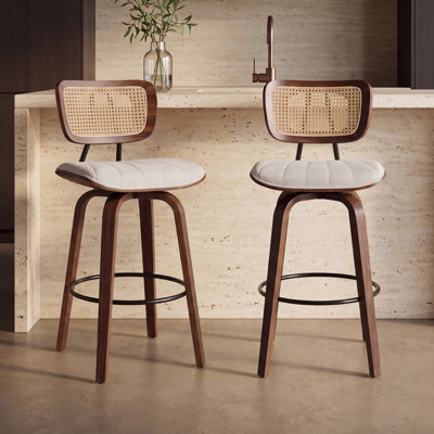 26" Upholstered Counter Height Swivel Bar Stools