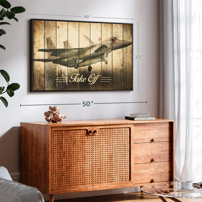 Rustic Military Jet Canvas Print, 27" H x 40" W