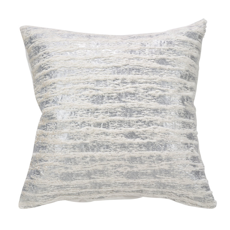 Housse et insert de coussin en fourrure synthétique texturée brossée, L 18 po x L 18 po, Blanc