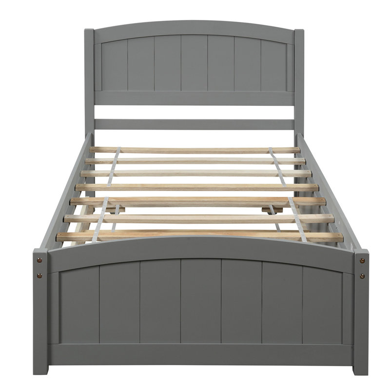 Lit plateforme simple en bois massif avec lit gigogne gris - confortable et centre de chambre à coucher pour maximiser l'espace