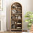 71''H Arched Cabinet 5-Tier Bookcase with Fluted Door and Adjustable Shelves-1283521926