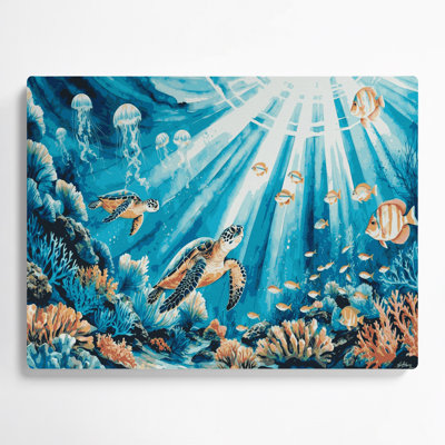 Coastal Marina Life Blue Metal Wall Art