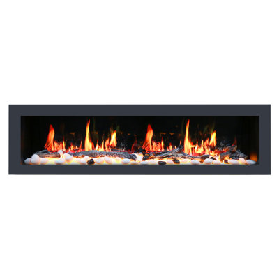Litedeer Homes Latitude II ZEF78VS 78" Smart Electric Fireplace | Ultra-Slim Wall Mounted & Recessed | HD Multi-Flame, Breathing Logs, App Control  (White or Silver)