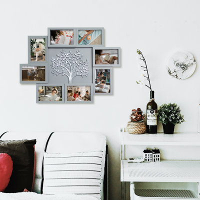 Family Tree Photo Frame Collage - 8 photos de galerie murale pour 4 x 6 photos - Cadre multi-photos moderne pour souvenirs de famille