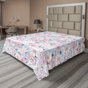 Blanc cassé, rose et bleu doux / motif floral