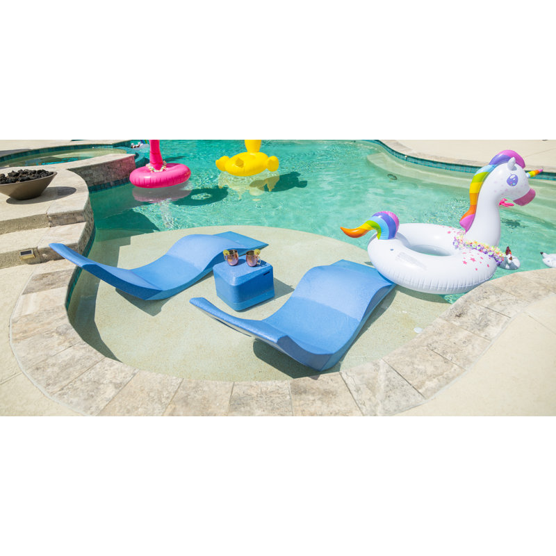 In-Pool and Outdoor Patio Side Table - Use In Water up to 9" Deep or On Patio, All Weather Construction, Blue