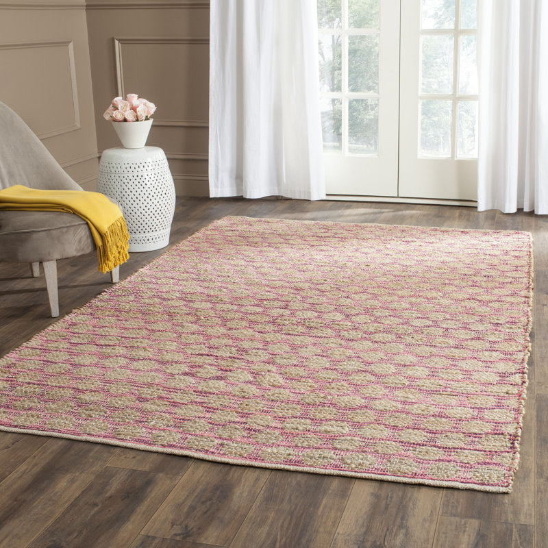 Tapis en jute / coton tissé à la main marron / naturel, Rectangle 8 pi x 10 pi