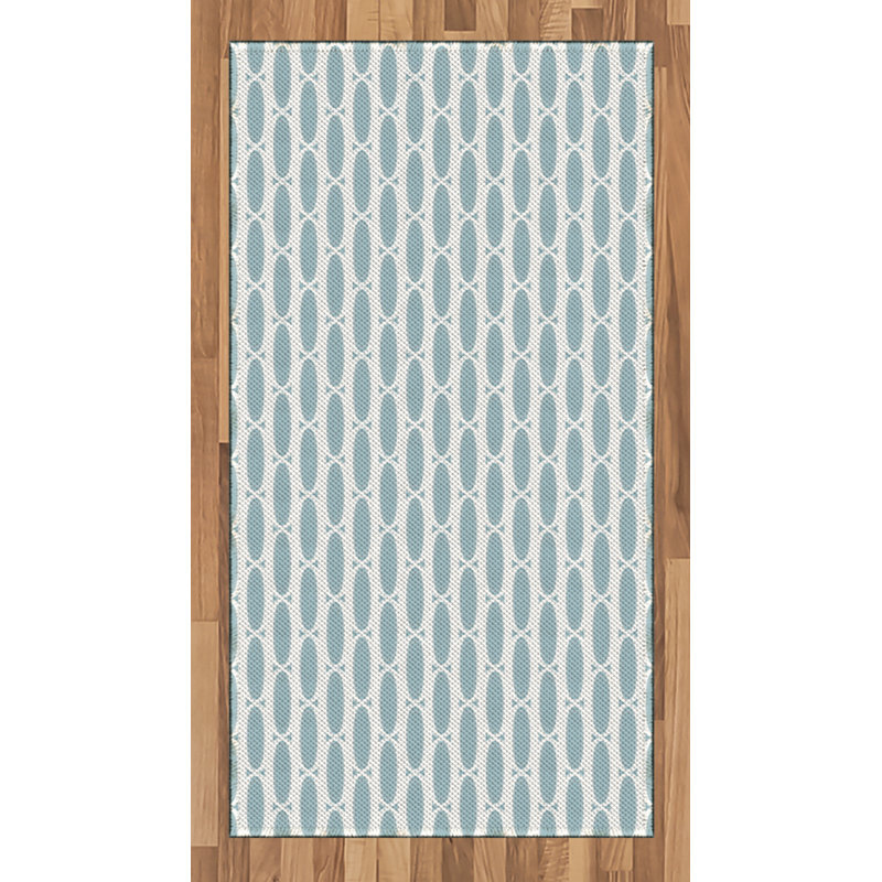 Blue High Density Long Fiber Poly Threads Decorative Area Rug Carpet, Rectangle 2'7" x 5'