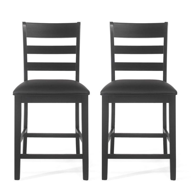 Ensemble de 2 tabourets de comptoir en bois rembourrés Farmhouse, Noir