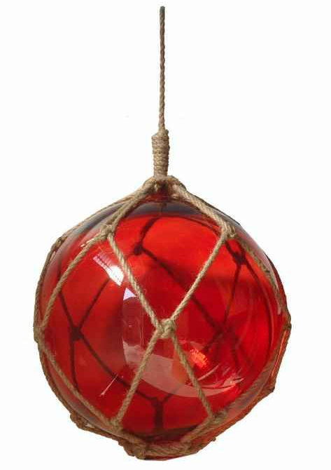 Décoration murale boule flotteur de pêche en verre japonais, Rouge / brun, H 10 po x l 6 po x P 6 po