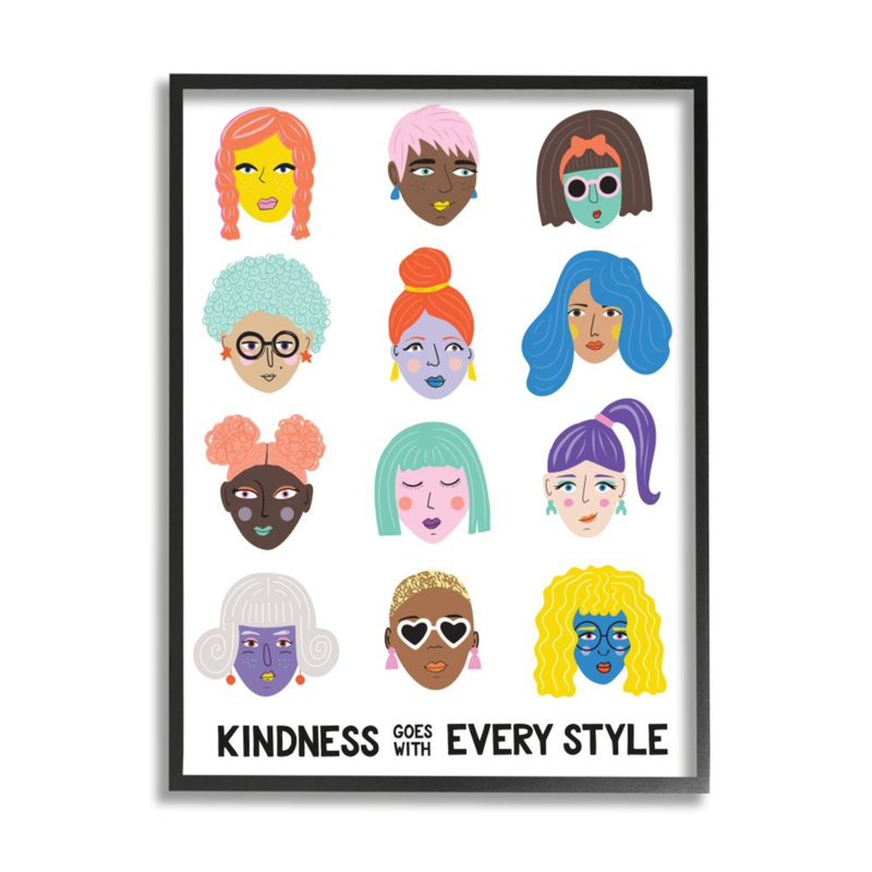 «Kindness Every Style Expression Inclus» par Nadia Hassan - impression d'art graphique, H 30 po x l 24 po x 1,5 po
