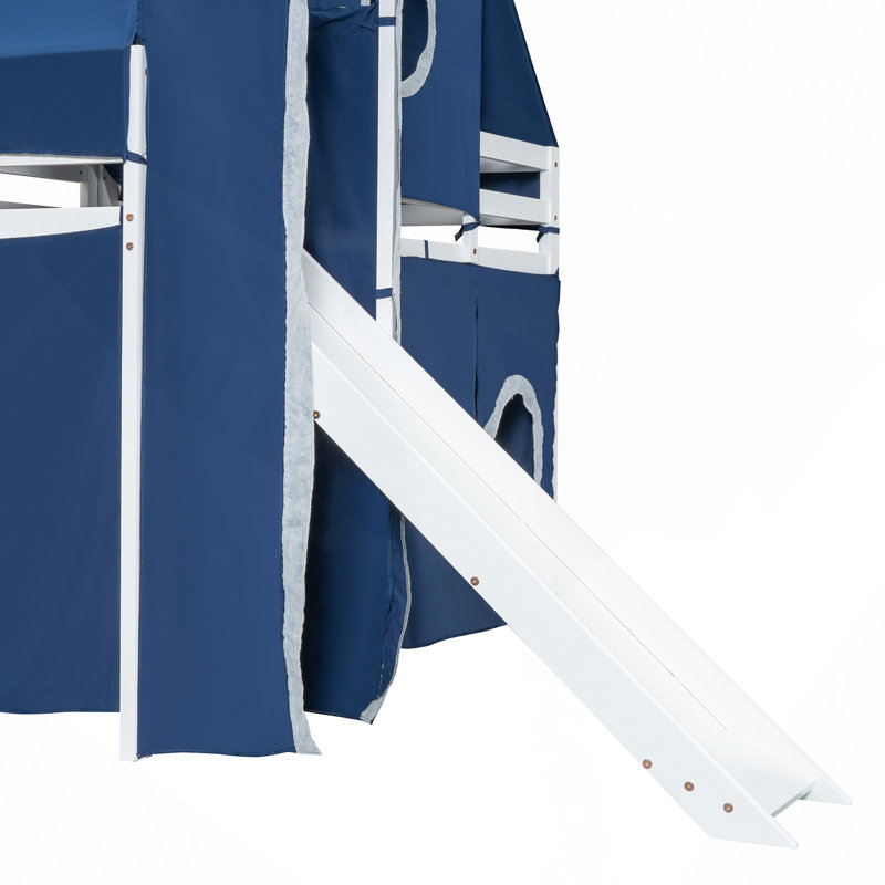 Lit mezzanine double avec tente et tour, Lit double