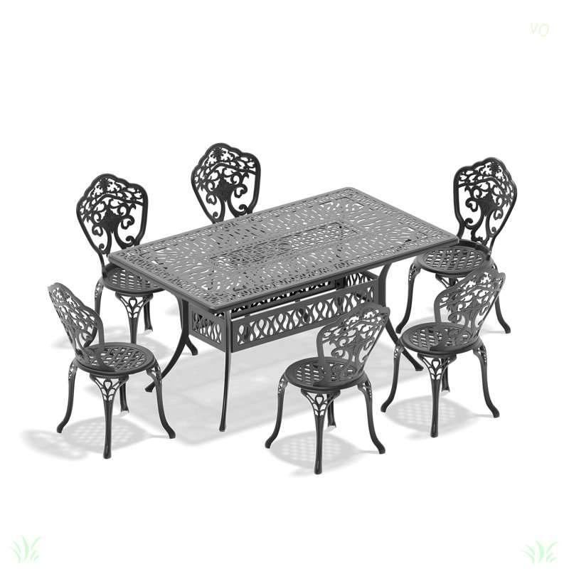 Ensemble de meubles de salle à manger en fonte d'aluminium résistant aux intempéries, 6