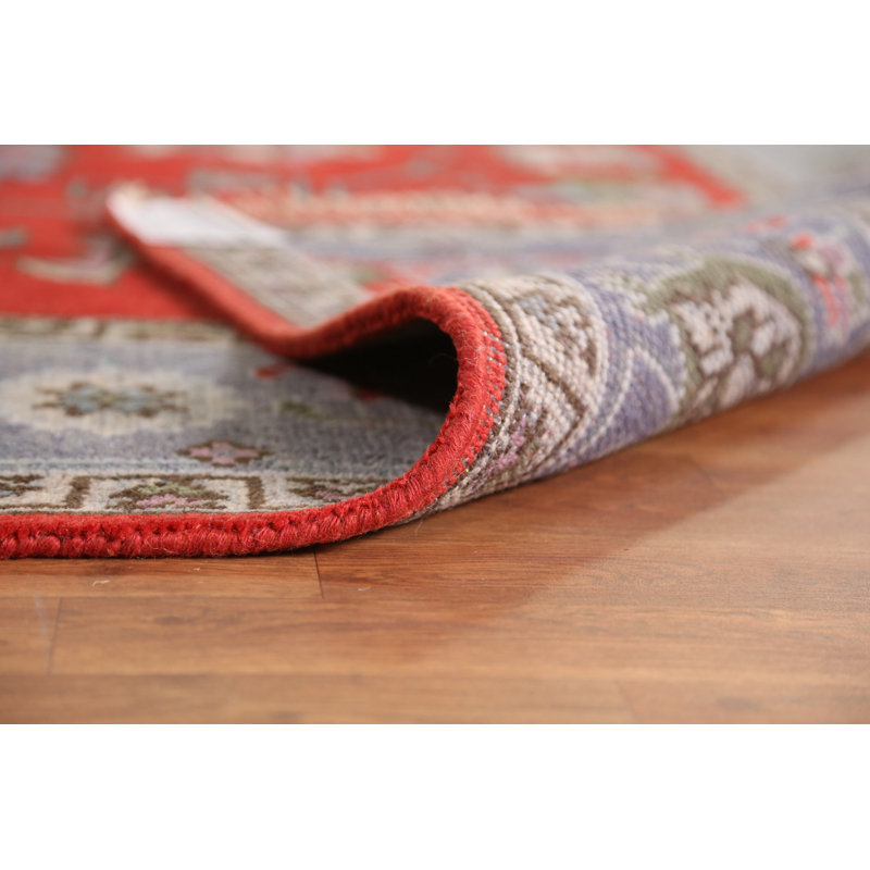Tapis indien traditionnel fait à la main rouge 9 x 12