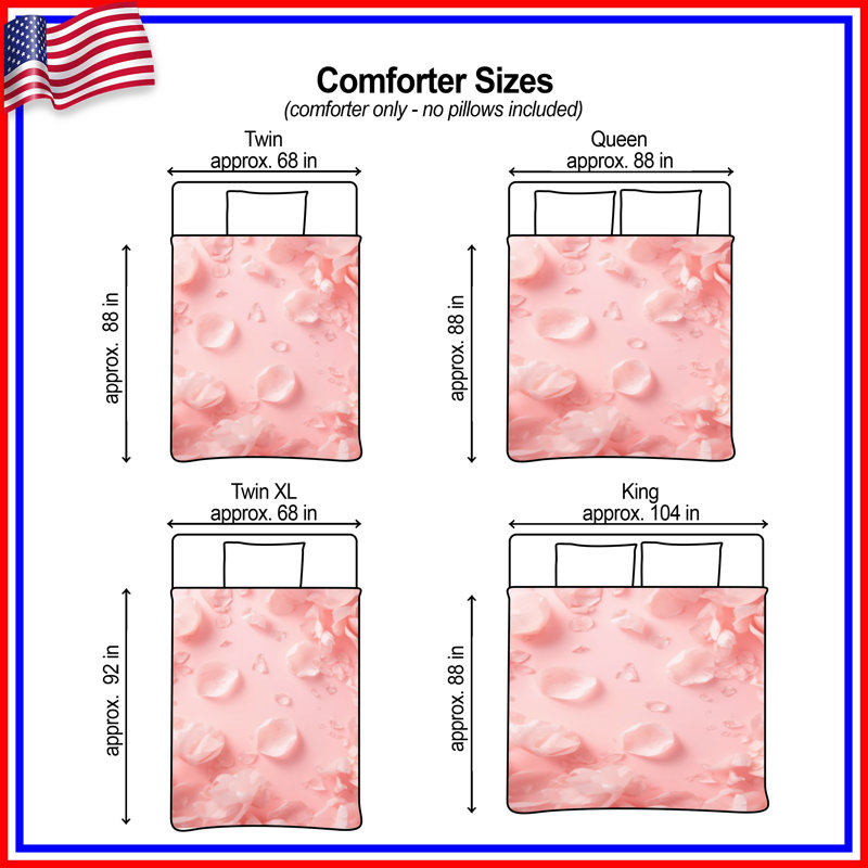 Pink Rose Petals Comforter, Twin Extra Long