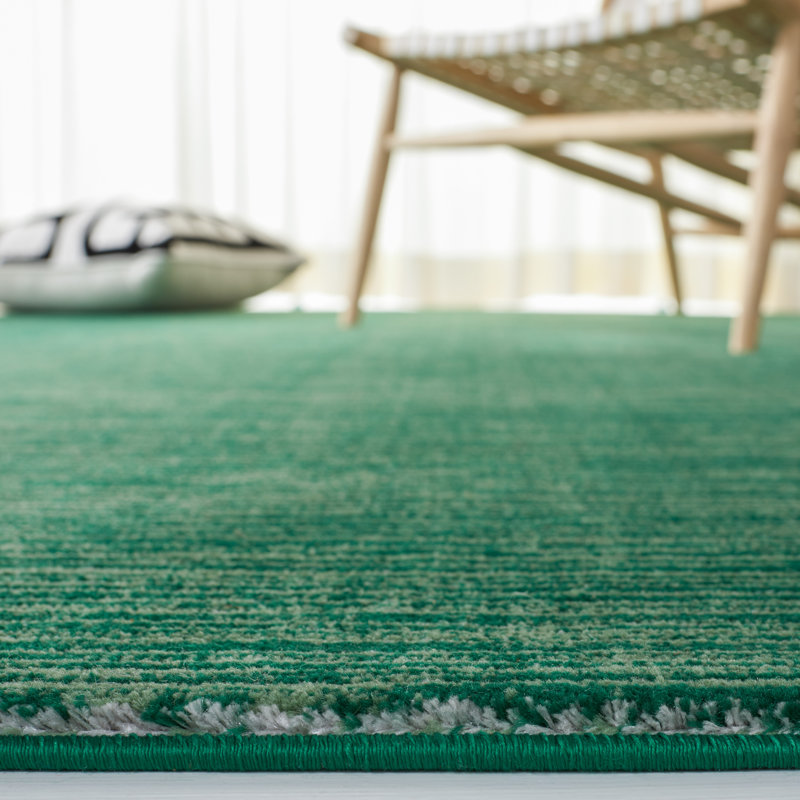 Kynlee Flatweave Dark Green Area Rug, Square 5'