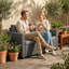 Canapé d'extérieur 2 places avec assise profonde, accoudoirs larges, gris foncé