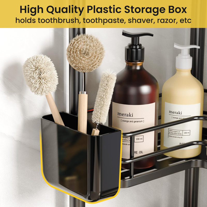Corner Shower Caddy With Toothbrush Shelves 4 Tier Standing Rustproof