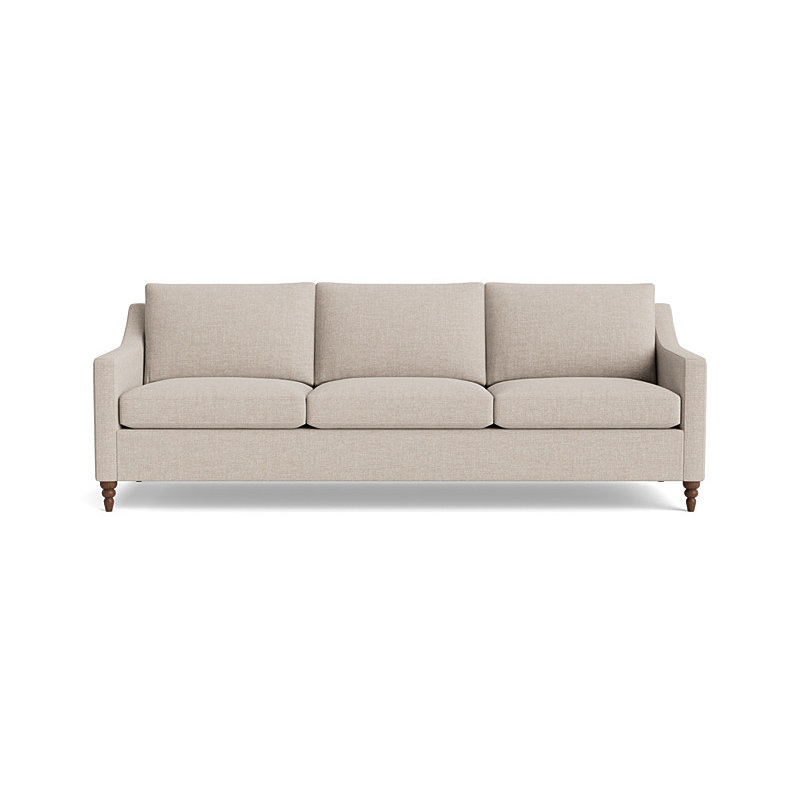 Vera Sofa (95"), Performance Weave - Natural, Walnut Finish (Turned)