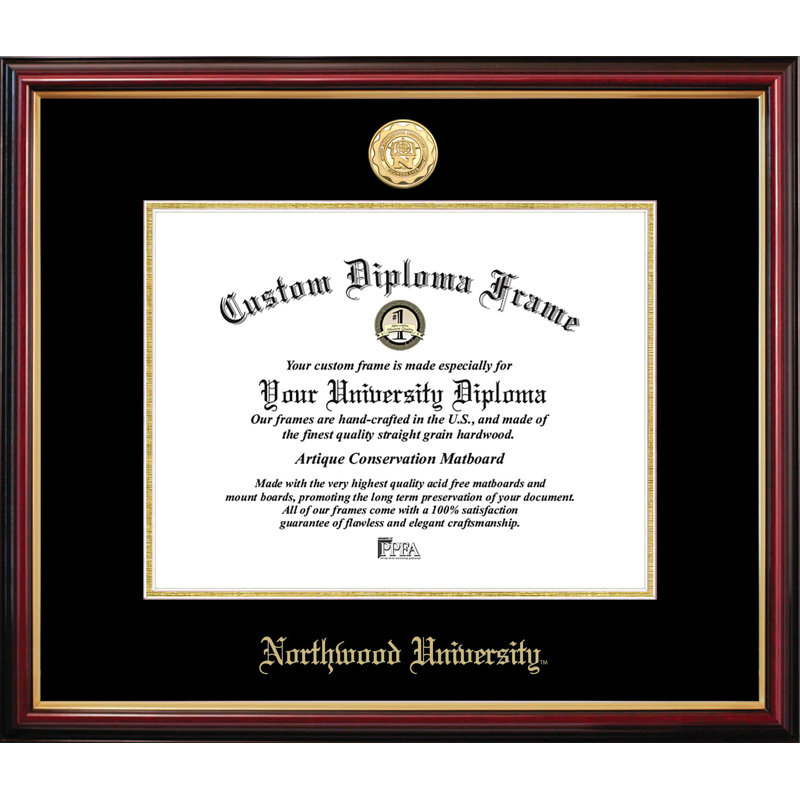 Cadre de petit diplôme de l'Université Northwood, L 11 po x H 8,5 po, NCAA Northwood University