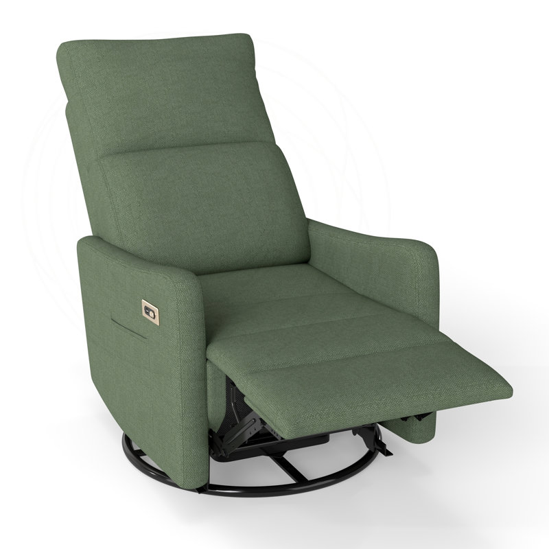 Fauteuil inclinable électrique avec port USB, velours flocon de neige et pivot à 270 °, Velours vert foncé, Vert foncé