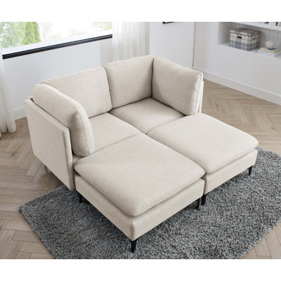 Canapé modulaire en lin avec pieds hauts en métal