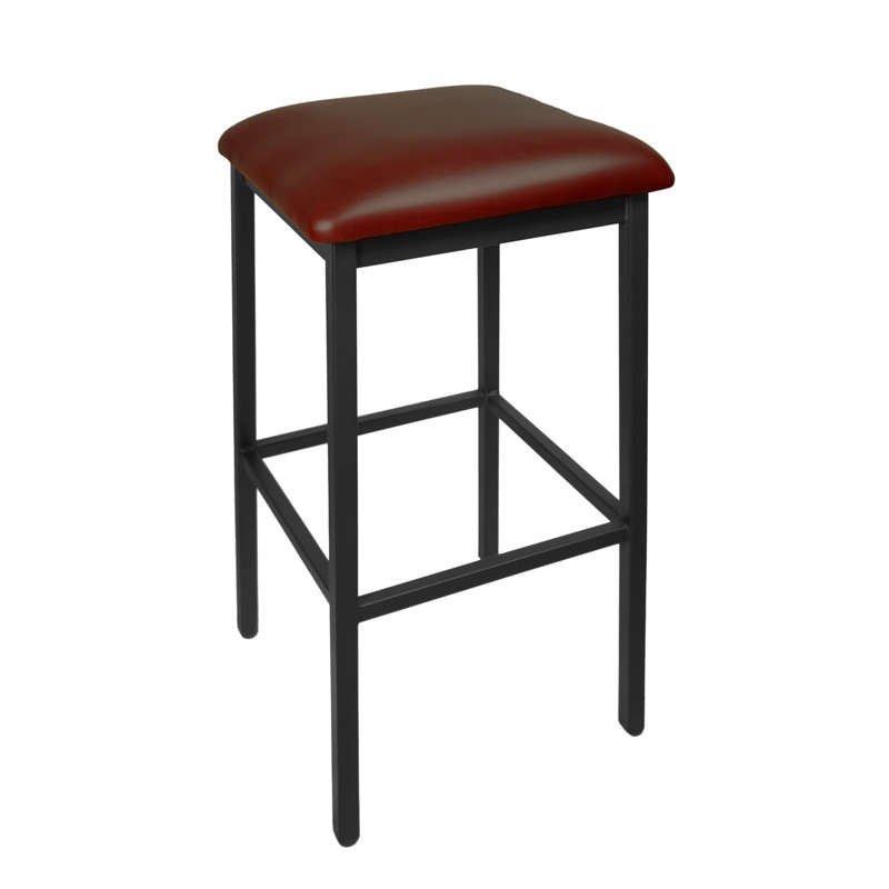 Trent Upholstered Counter Stool with Metal Frame, Burgundy