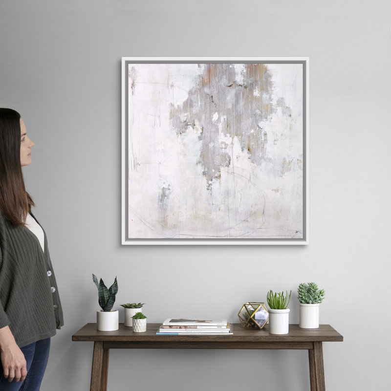 Reproduction d’art sur toile, "Mixed messages répétés" par Joshua Schicker, Cadre flottant blanc