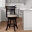 Tabouret de comptoir pivotant à hauteur de lattes de 24 po avec finition à lattes et tabouret en bois massif massif avec dossier, assise en tissu et confortable-1643238355