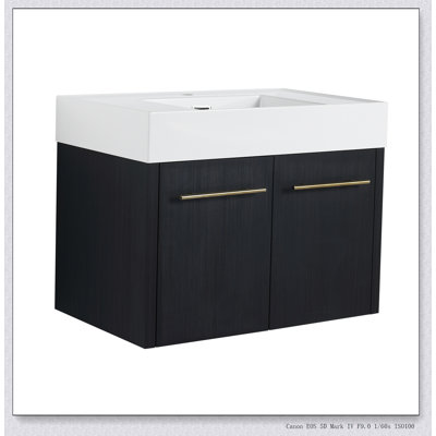 Meuble-lavabo mural 30 po avec lavabo, lavabo à rebords épais en résine